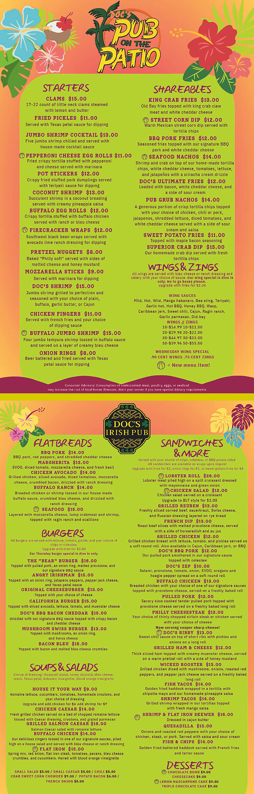 Doc's Patio Menu